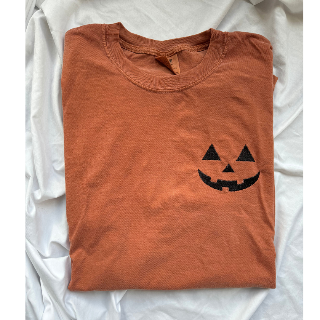 Jack'O'Lantern Face Embroidered T-Shirt
