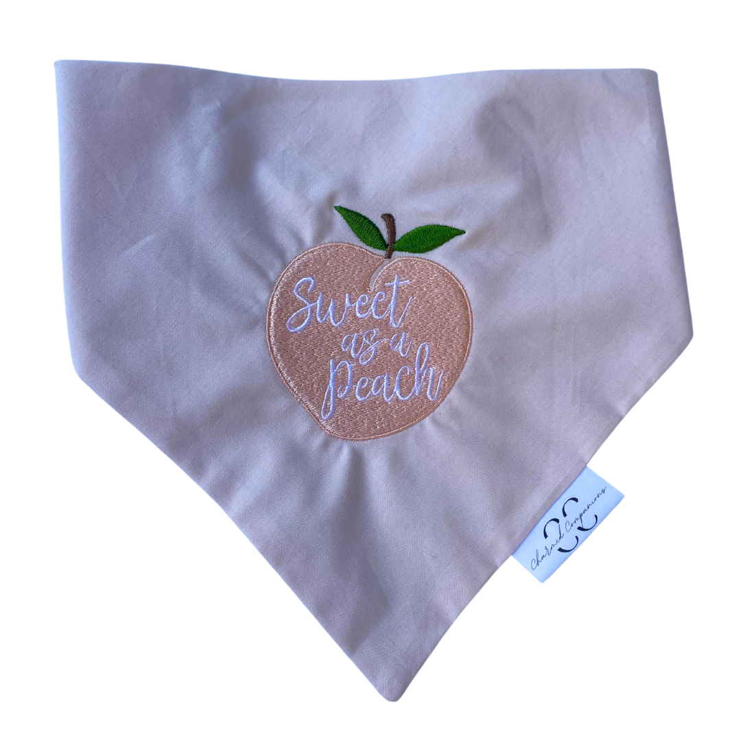 Sweet as a Peach Embroidered Dog Bandana