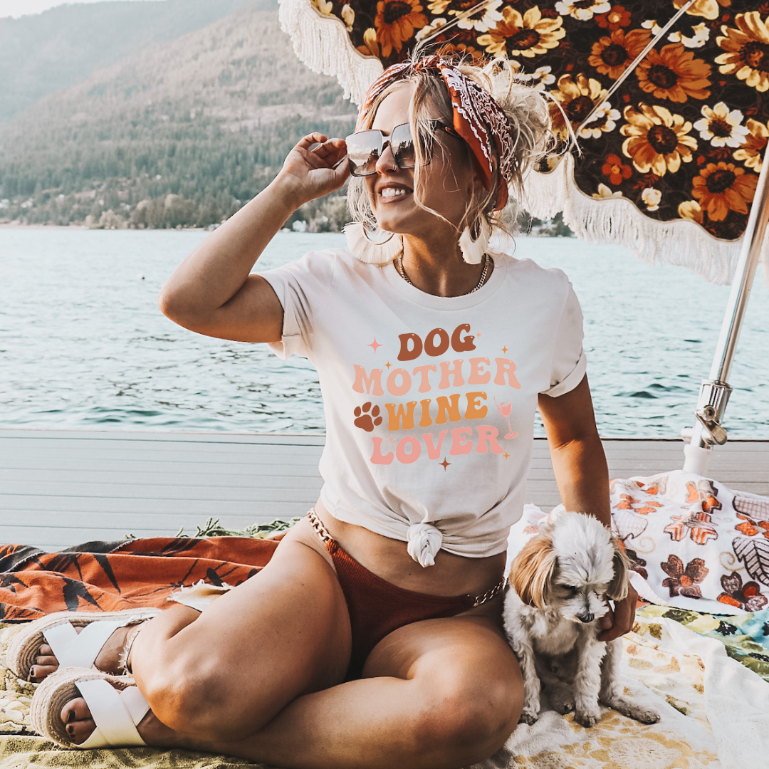 Dog Mother and Wine Lover T-shirt