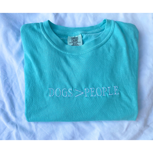 Dogs>People Embroidered T-Shirt