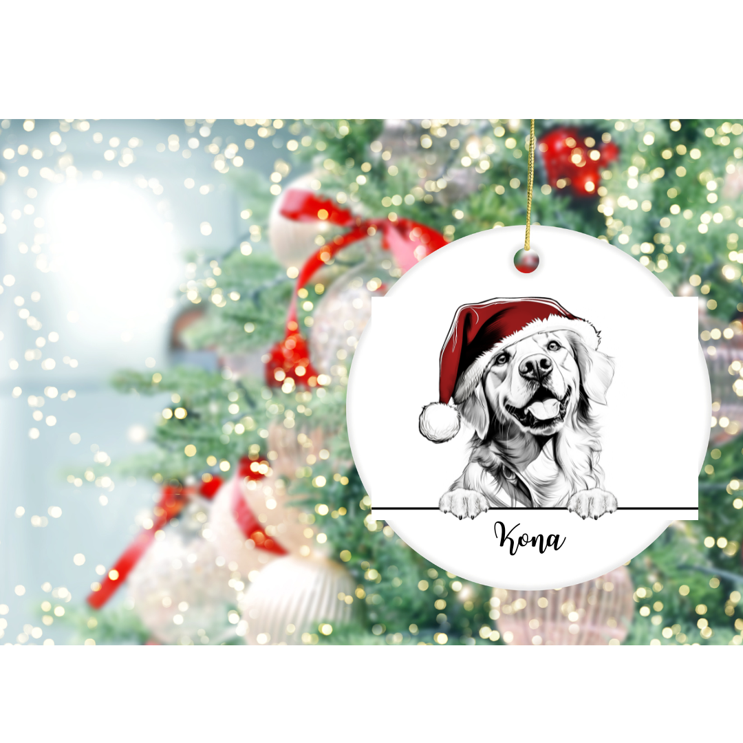 Santa Hat Custom Dog Breed Ornament