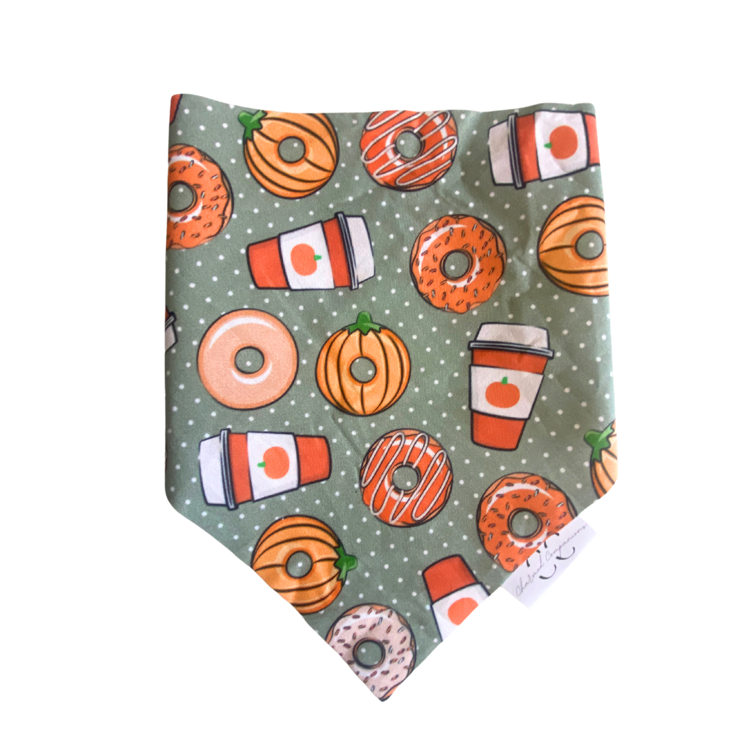Pumpkin Spice Coffee and Donuts Dog Bandana