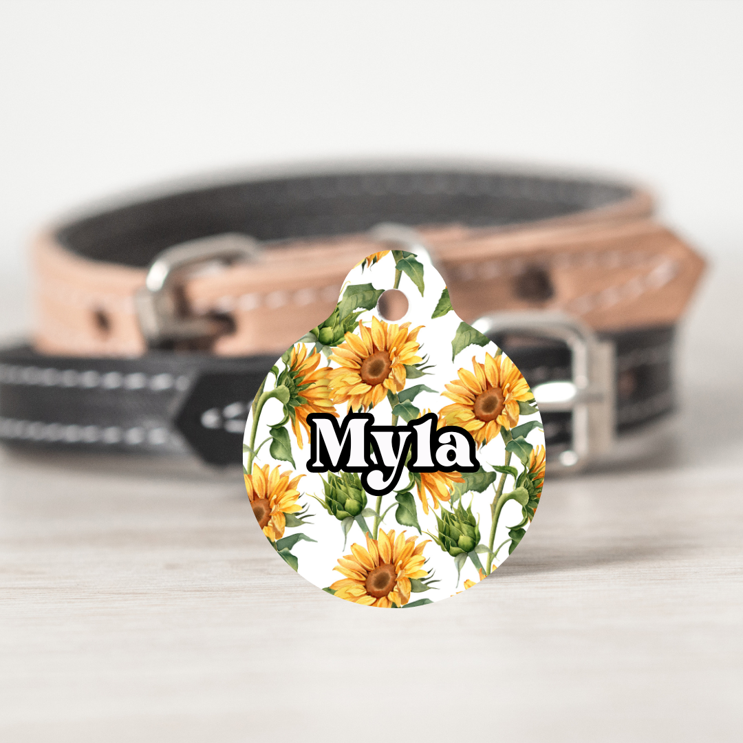 Sunflower QR Code Pet ID Tag