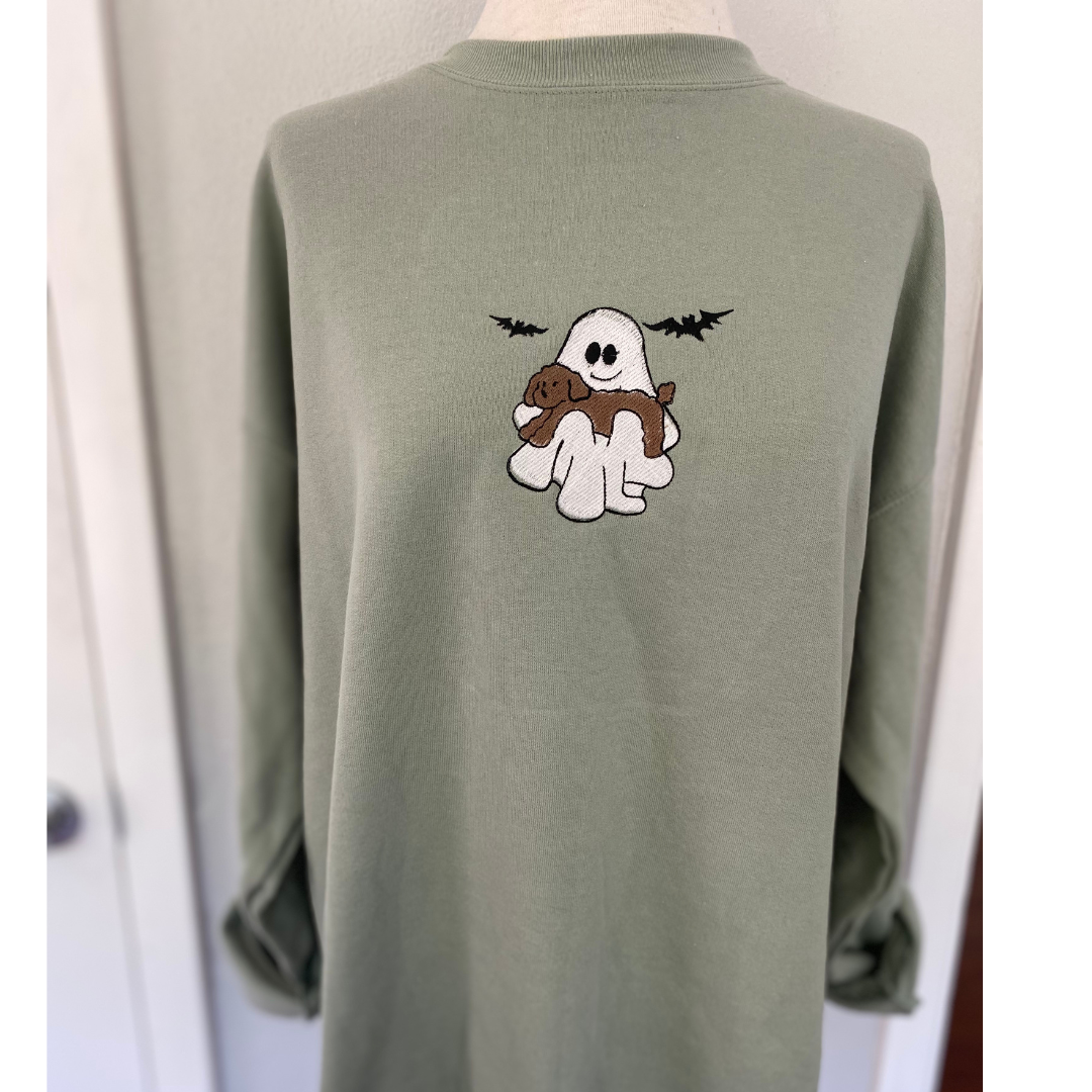 Little Ghosty and Dog Embroidered Sweatshirt