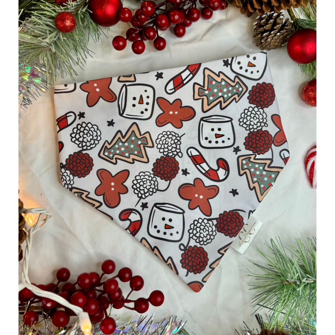 Christmas Scrunchie Dog Bandana- Cup of Cheer