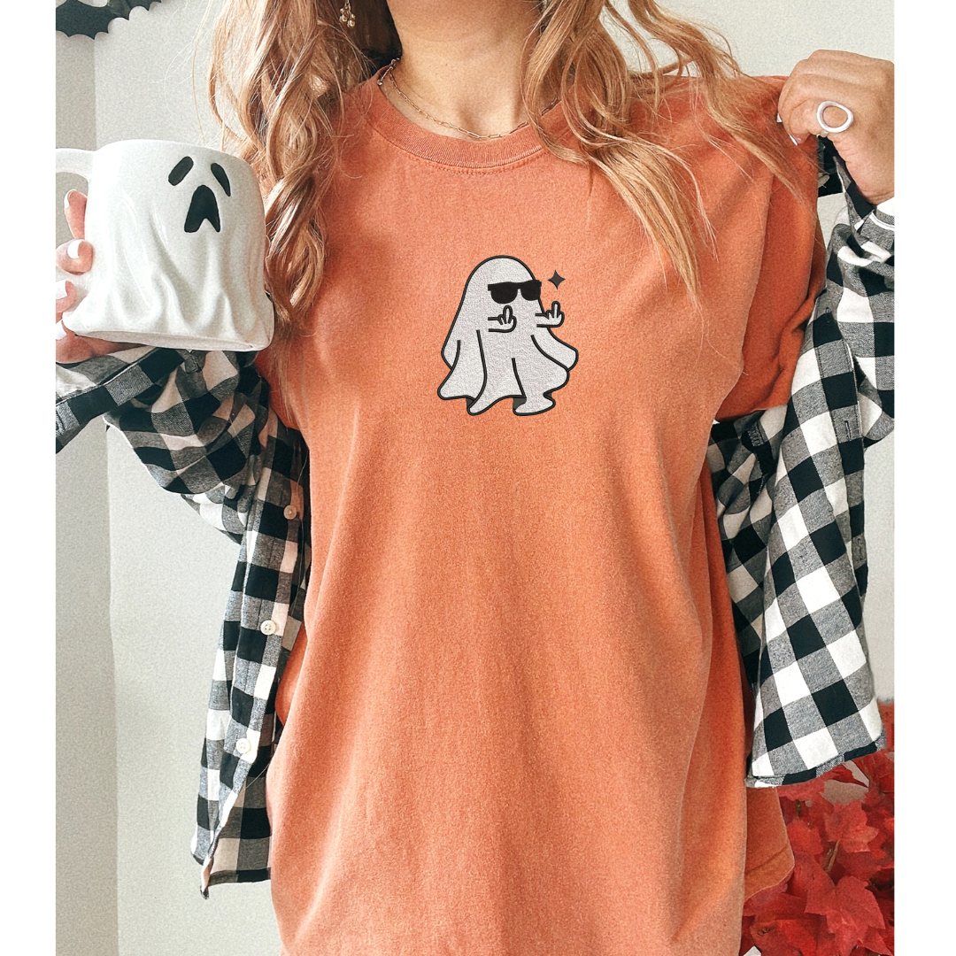 Flipping Cute Ghosty Embroidered T-Shirt