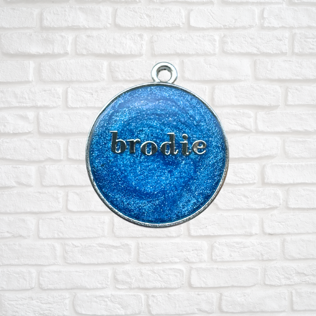 Sparkle Blue Pet ID Tag