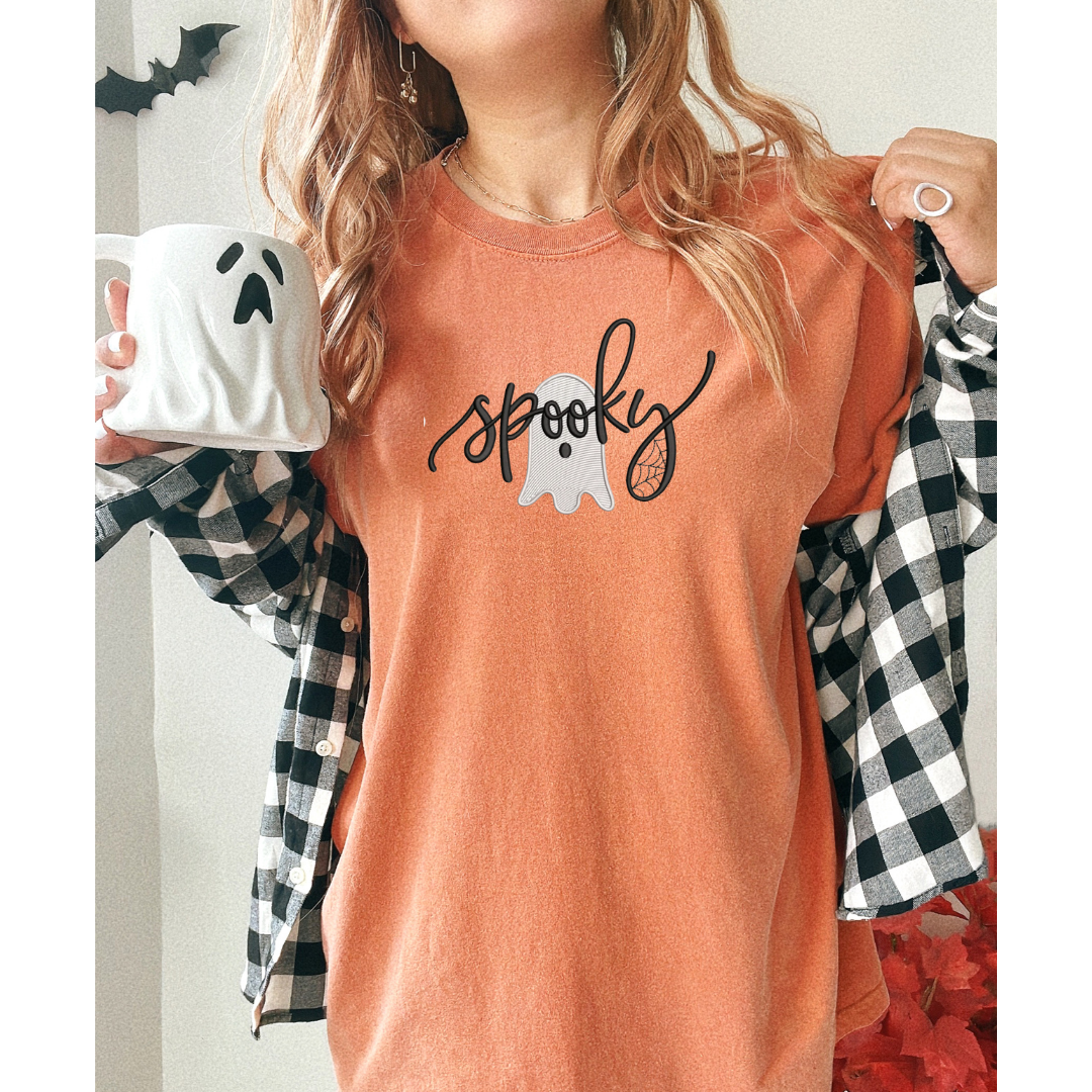 Spooky Ghost Embroidered T-Shirt