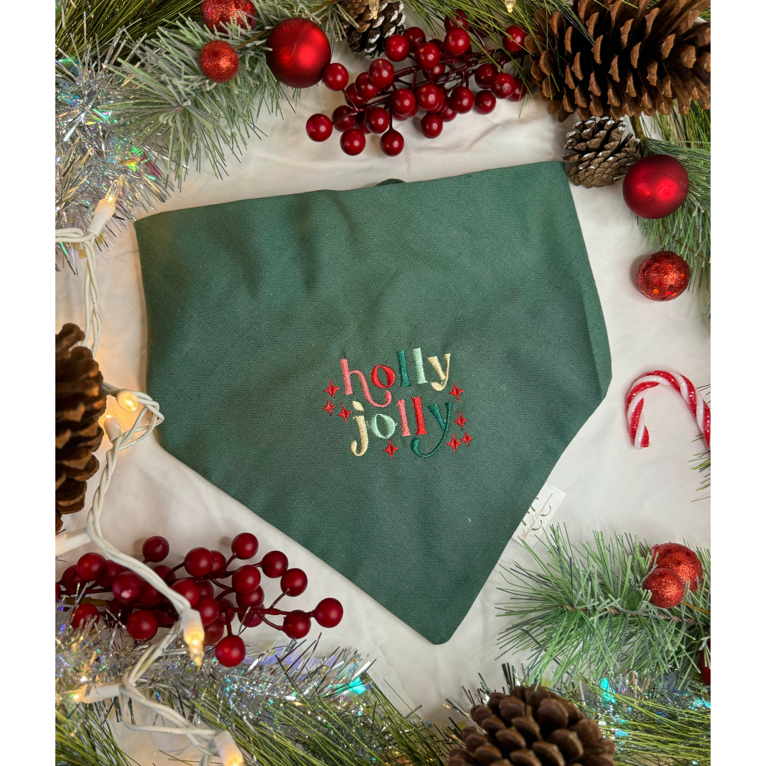 Holly Jolly Embroidered Sweatshirt and Bandana Bundle