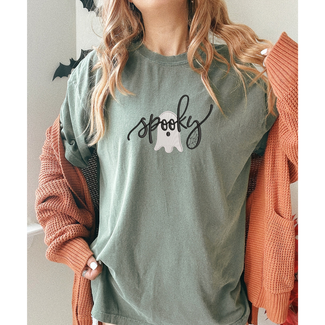 Spooky Ghost Embroidered T-Shirt