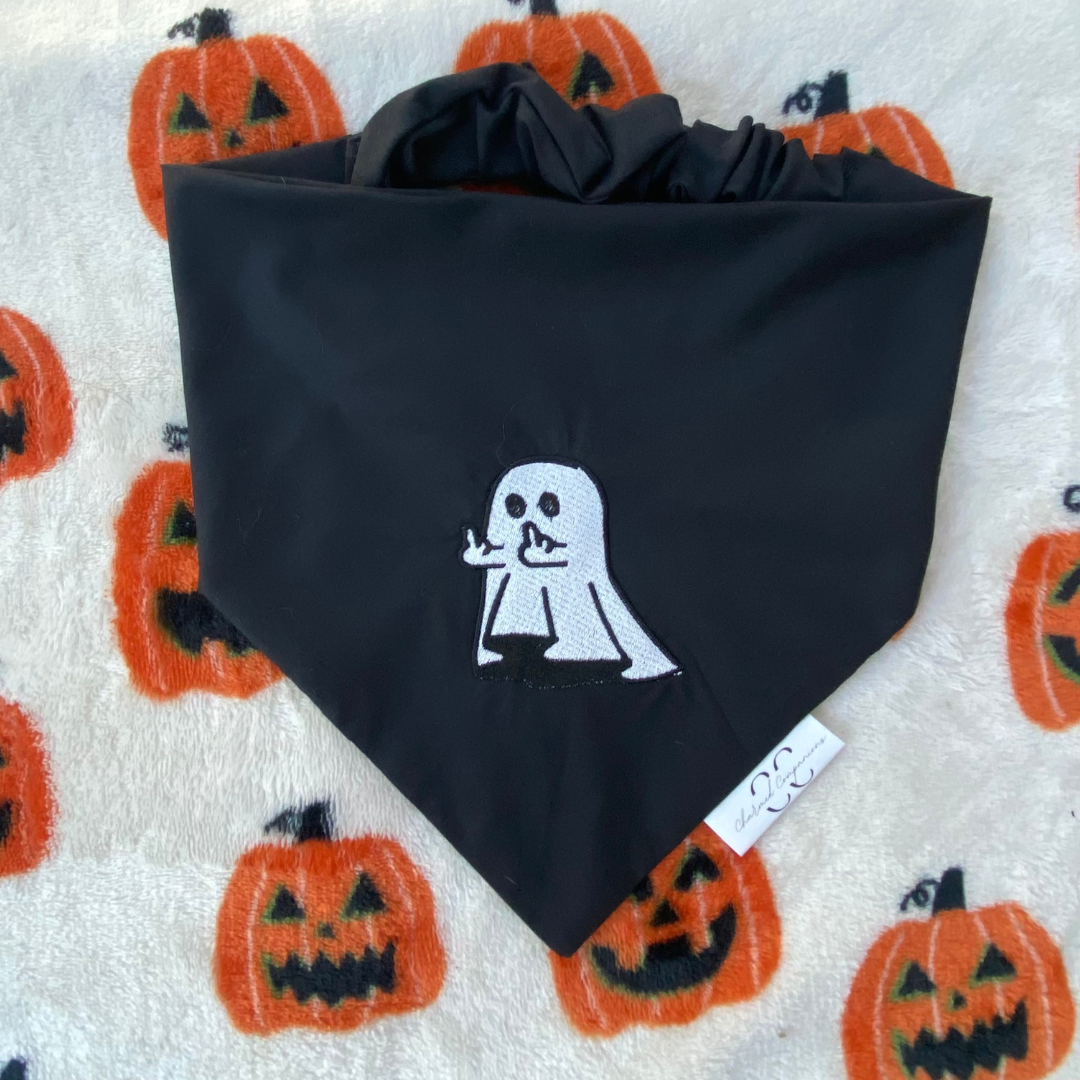 Flipping Little Ghosty Embroidered Dog Bandana