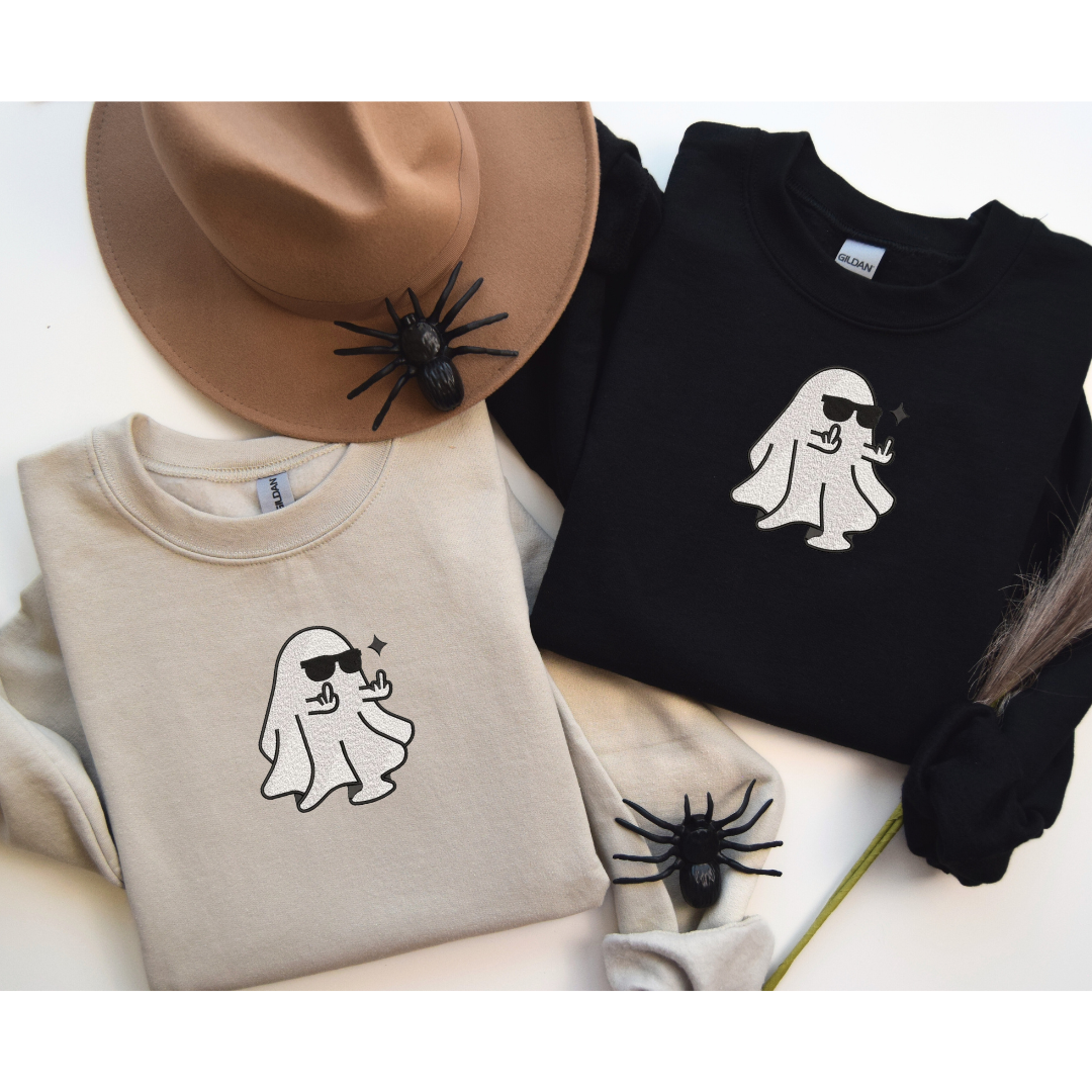 Flipping Cute Ghosty Embroidered Sweatshirt