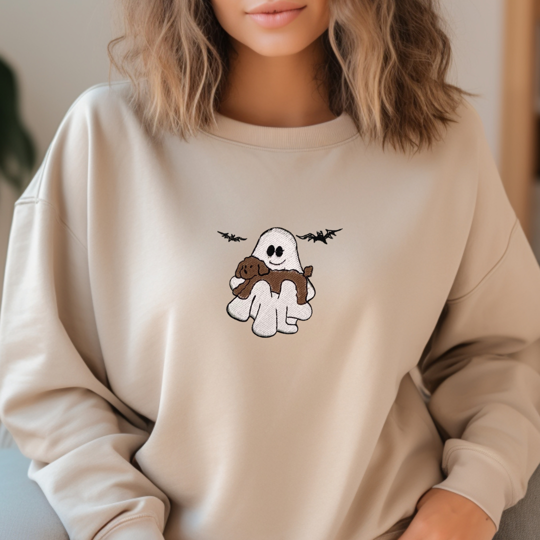 Little Ghosty and Dog Embroidered Sweatshirt