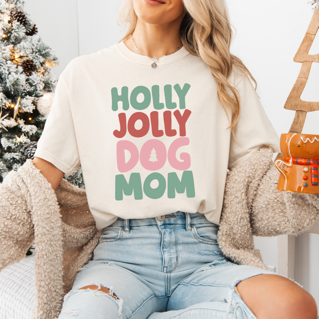 Holly Jolly Dog Mom T-Shirt