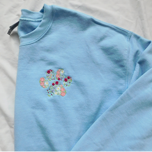 Custom Embroidered Floral Paw Sweatshirt