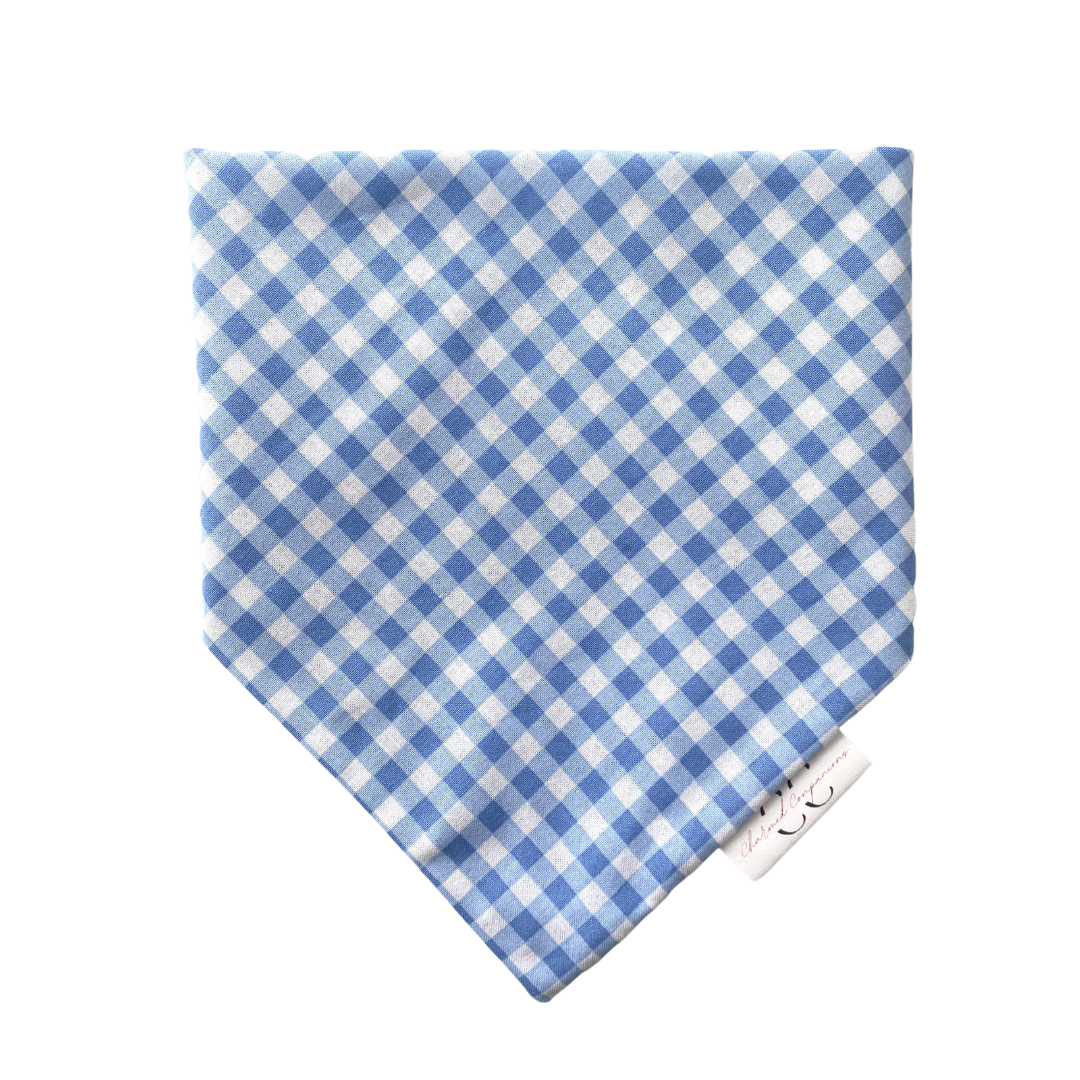 Coastal Blue Gingham Dog Bandana