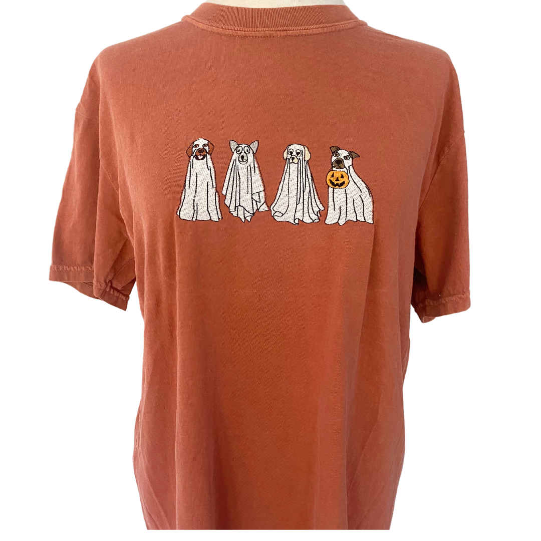 Ghosty Dog Embroidered T-Shirt