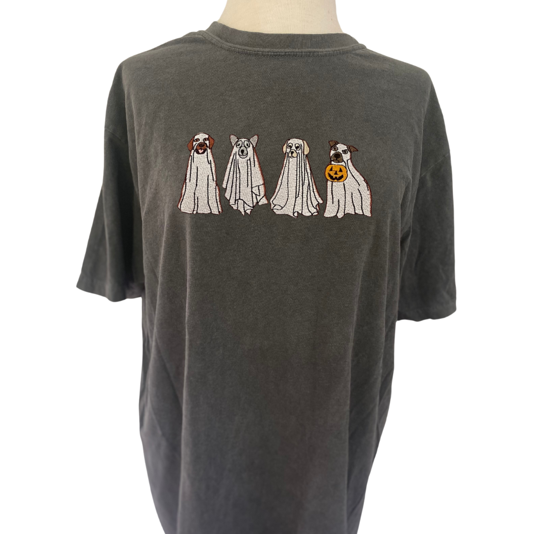 Ghosty Dog Embroidered T-Shirt