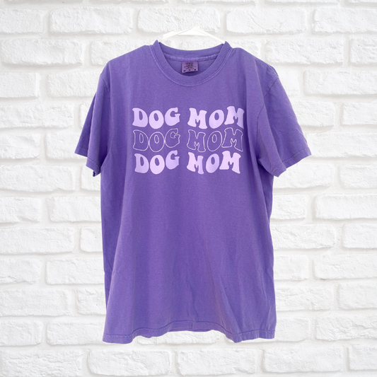 Purple Groovy Dog Mom T-shirt