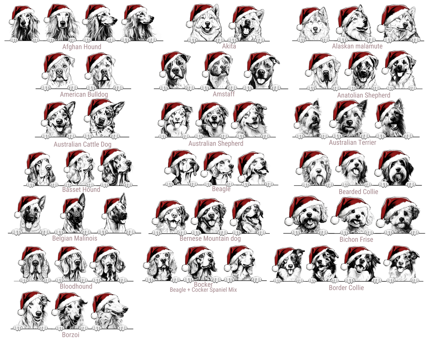 Santa Hat Custom Dog Breed Ornament