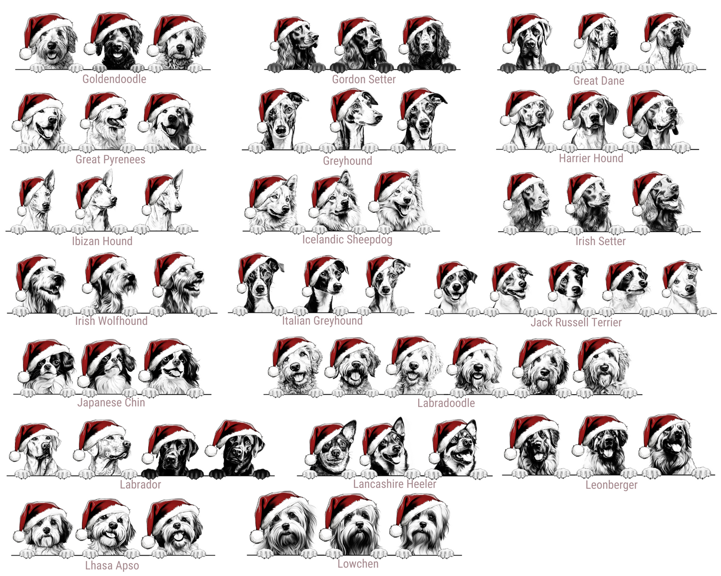 Santa Hat Custom Dog Breed Ornament