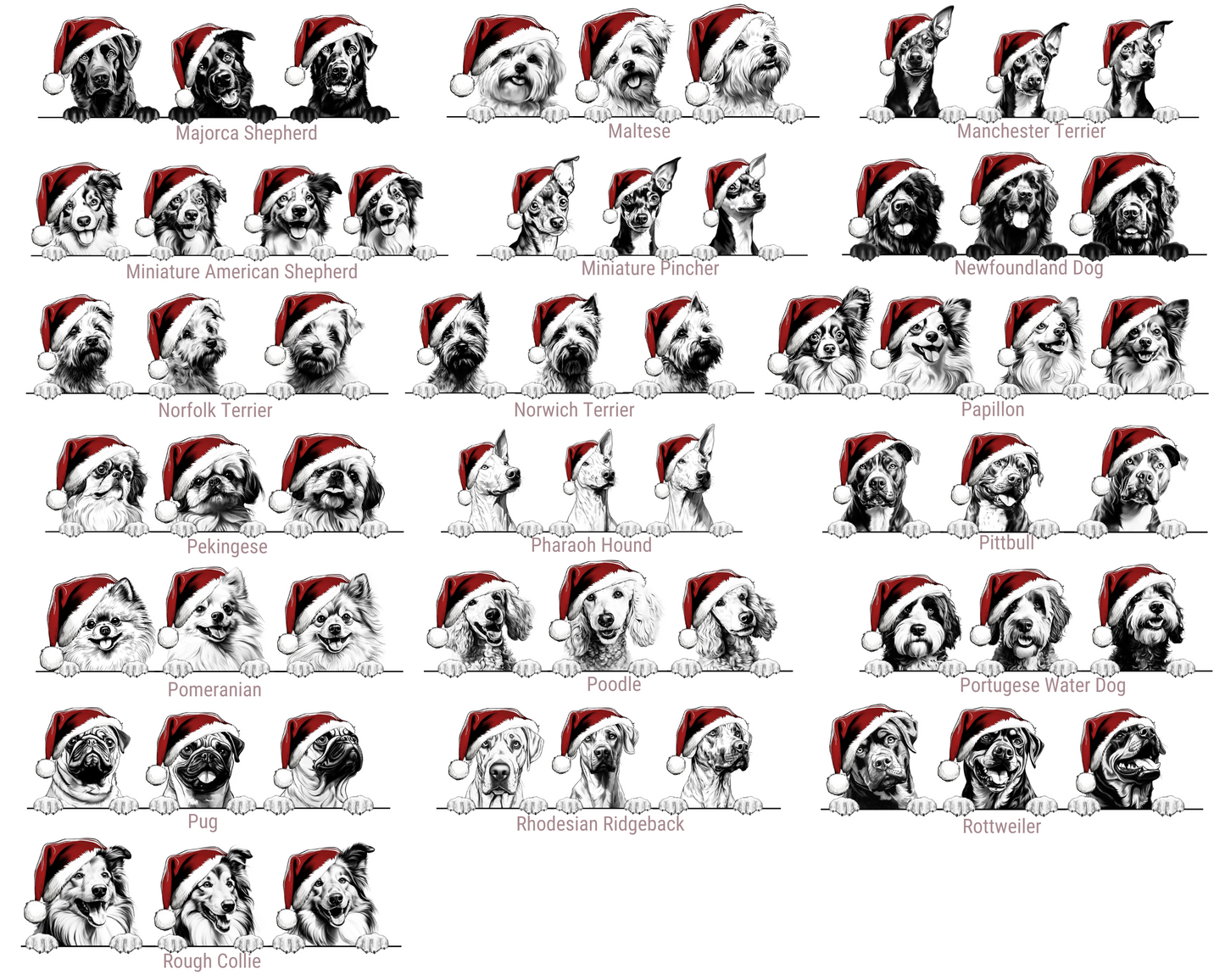 Santa Hat Custom Dog Breed Ornament