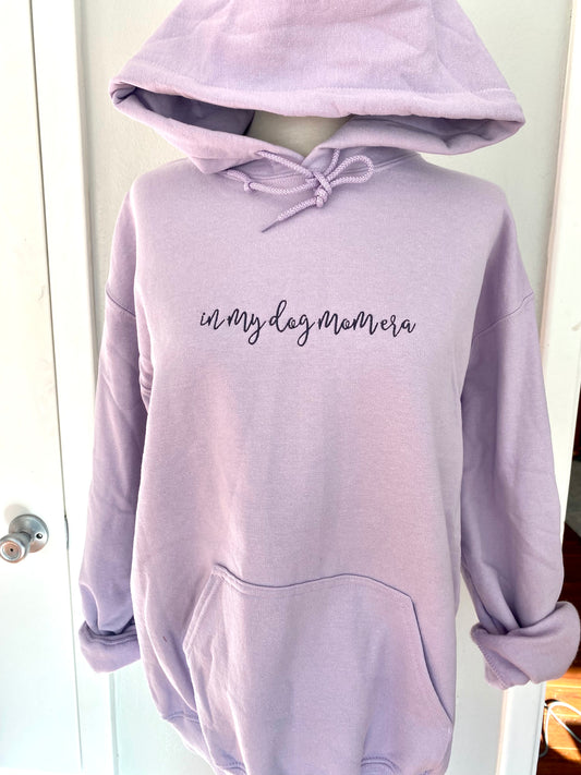 In My Dog Mom Era Lavender Embroidered Hoodie