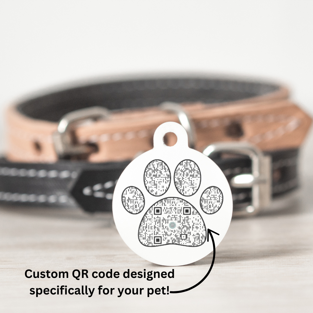 Sage Gingham QR Code Pet ID Tag