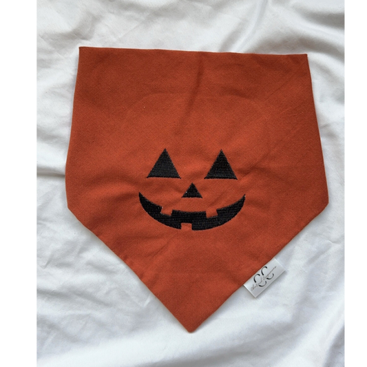 Jack'O' Lantern Face Embroidered Scrunchie Bandana