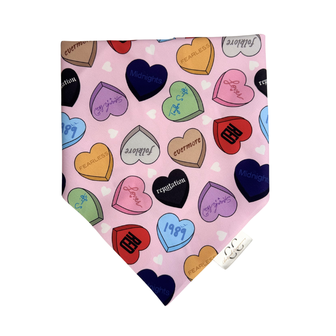 Swiftie Hearts Scrunchie Dog Bandana