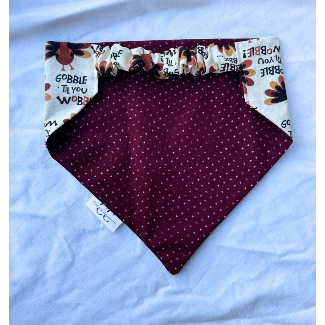 Gobble til you Wobble Reversible Scrunchie Dog Bandana