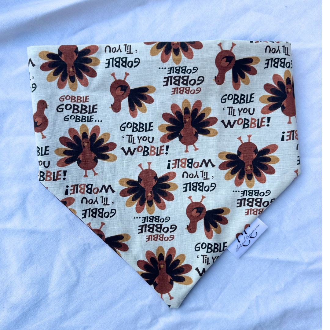 Gobble til you Wobble Reversible Scrunchie Dog Bandana