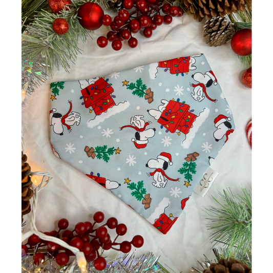 Christmas Scrunchie Dog Bandana- Snowy Snoop