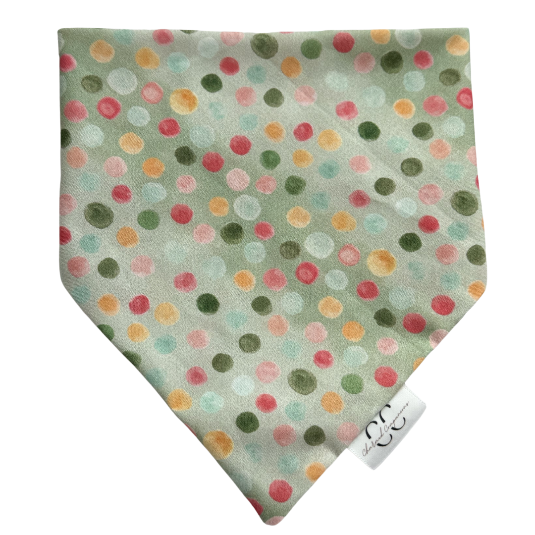 Dots on Sage Scrunchie Dog Bandana