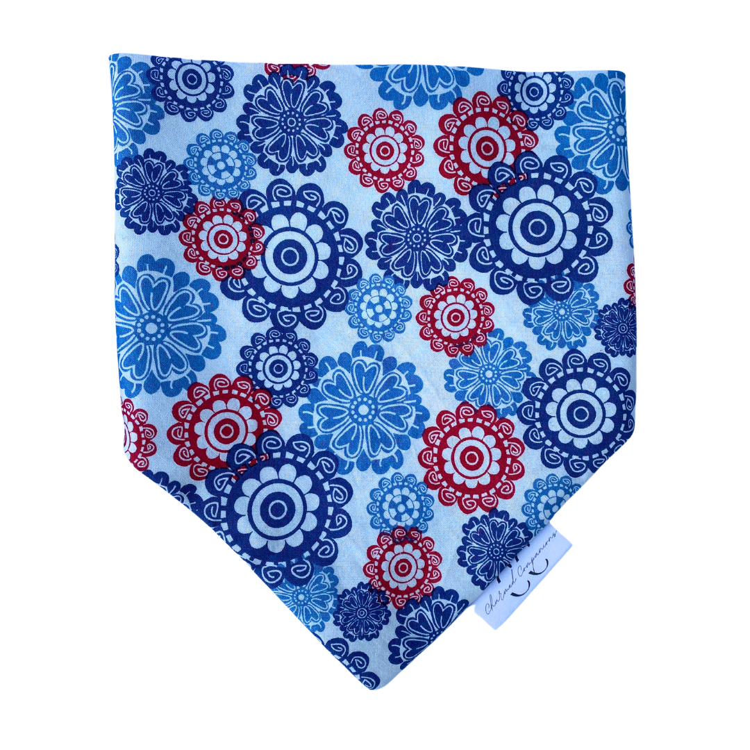 Red and Blue Medallions Dog Bandana