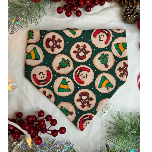 Christmas Scrunchie Dog Bandana-Sugar Cookies