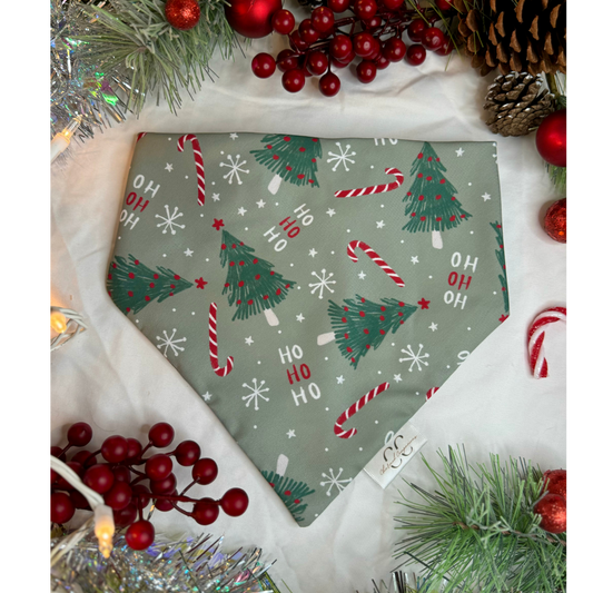 Christmas Scrunchie Dog Bandana-Bo-Ho Christmas Trees