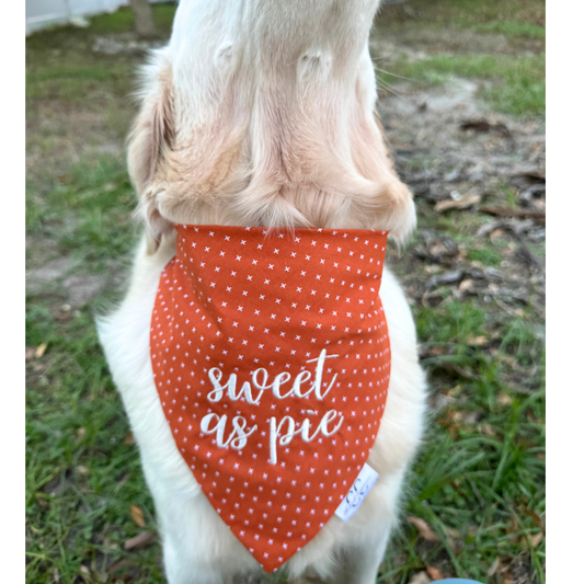 Sweet as Pie Embroidered Scrunchie Dog Bandana