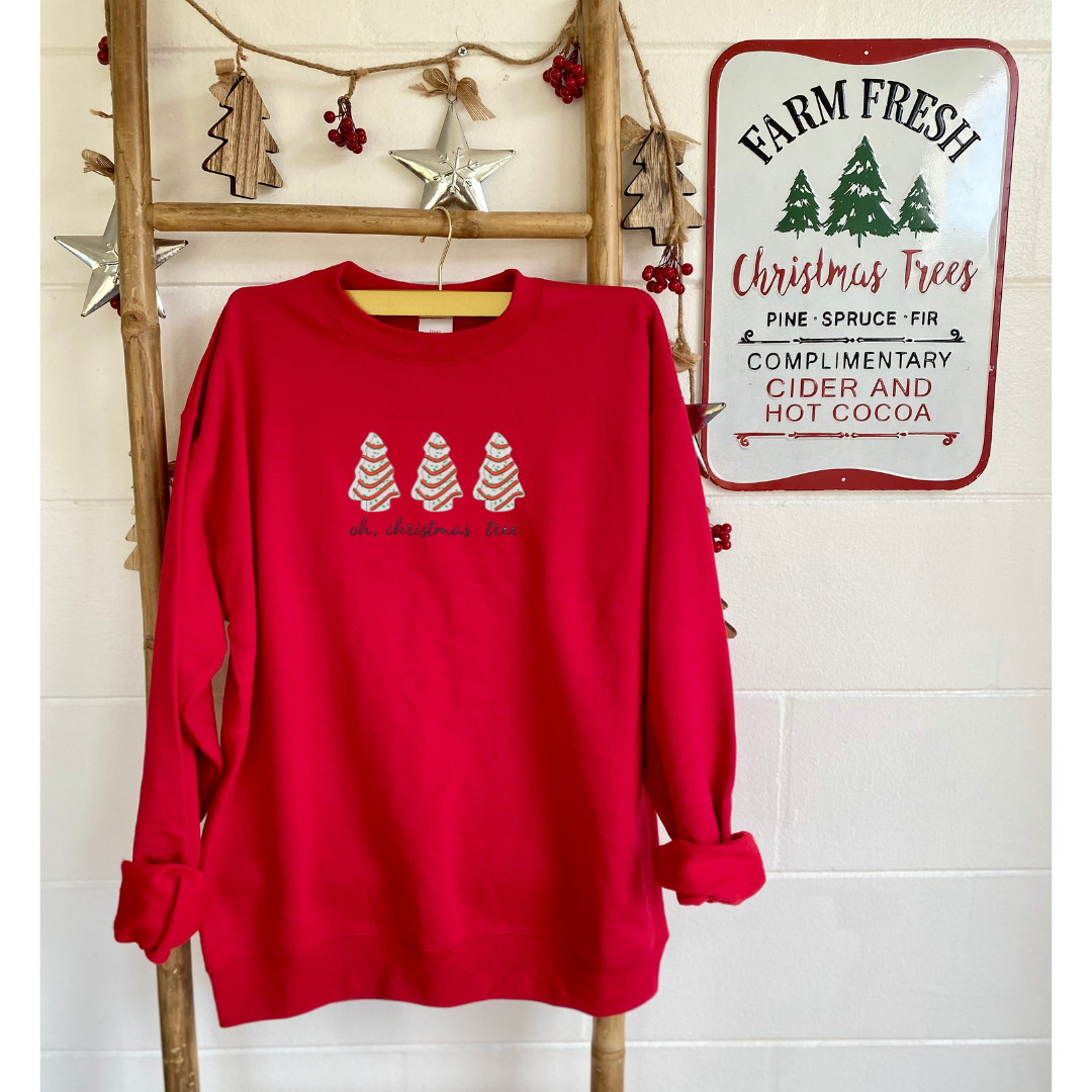 Christmas Tree Cake Embroidered Sweatshirt