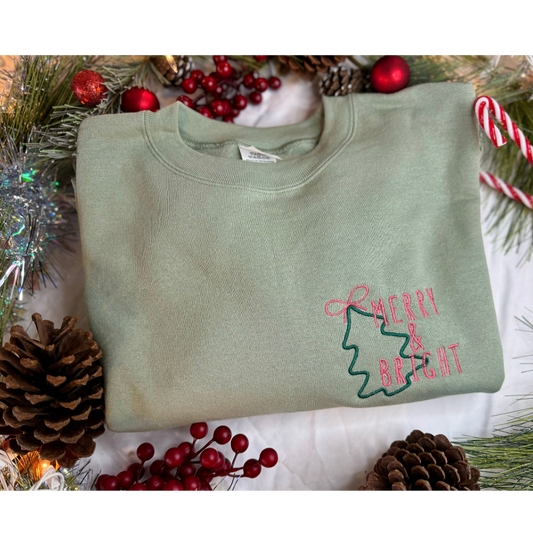 Merry and Bright Embroidered Sweatshirt