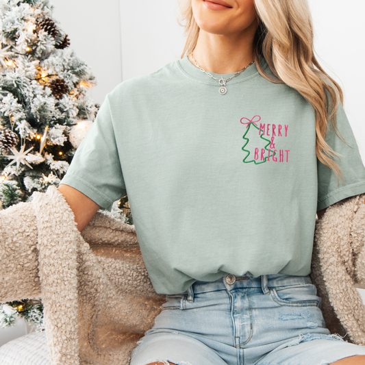 Merry and Bright Embroidered T-Shirt