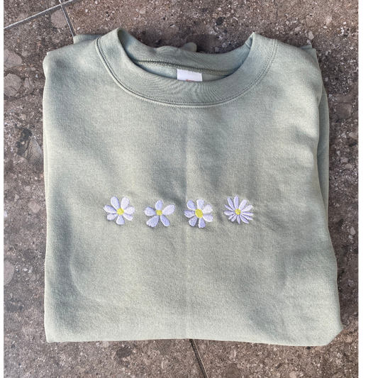 Embroidered Daises Sweatshirt