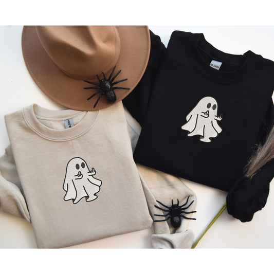 Flipping Cute Ghosty Embroidered Sweatshirt