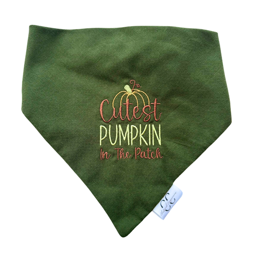 Cutest Pumpkin in the Patch Embroidered Scrunchie Bandana