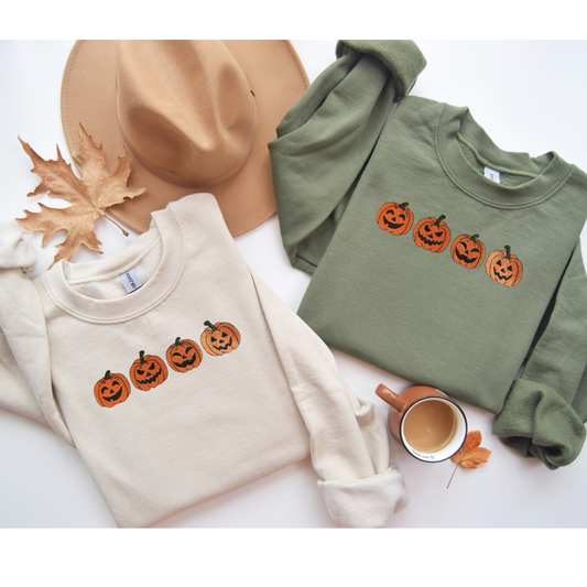 Embroidered Jack'O'Lanterns Sweatshirt