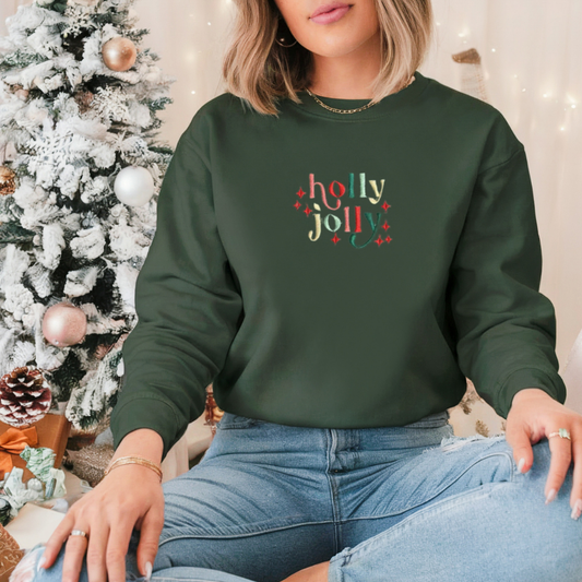 Holly Jolly Embroidered Sweatshirt