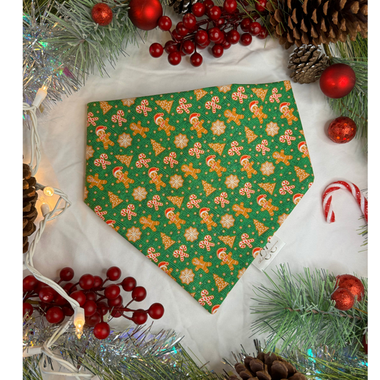 Christmas Scrunchie Dog Bandana- Sparkly Gingerbread Man