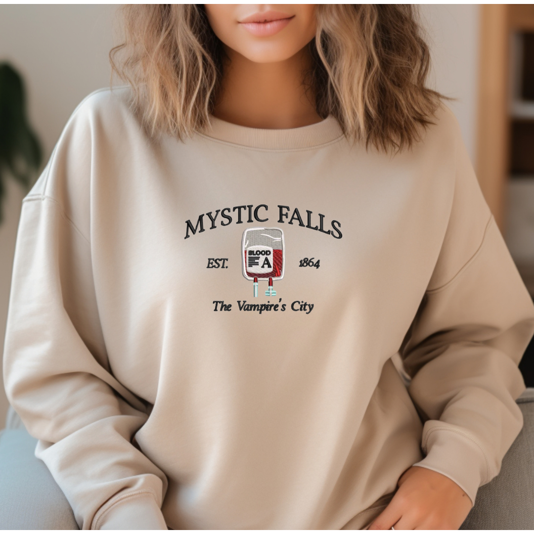 Mystic Falls- The Vampire's City Embroidered Sweatshirt