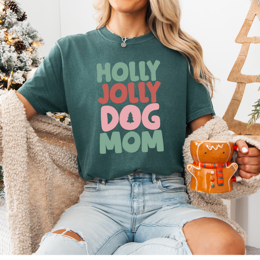 Holly Jolly Dog Mom T-Shirt