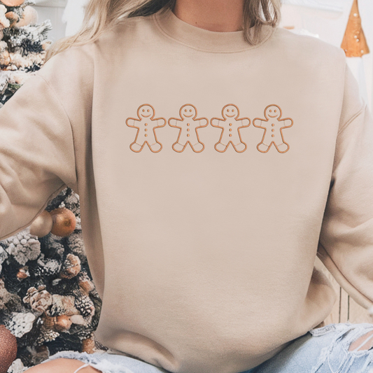 Gingerbread Men Embroidered Sweatshirt